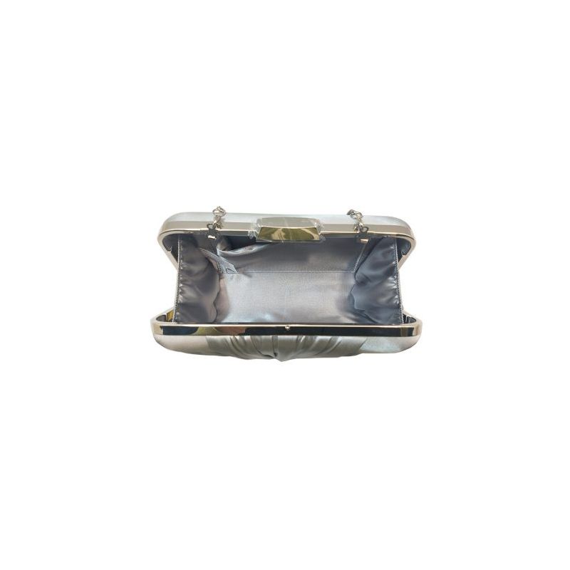 Zilverkleurige Clutch met stijlvolle twist voorkant, open stand