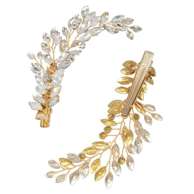 Elegante haarclips met opaalkleurige kristallen