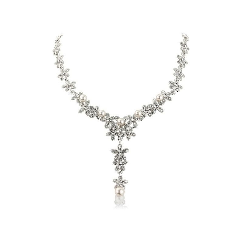 Vintage look ketting met zirkonia steentjes en parels