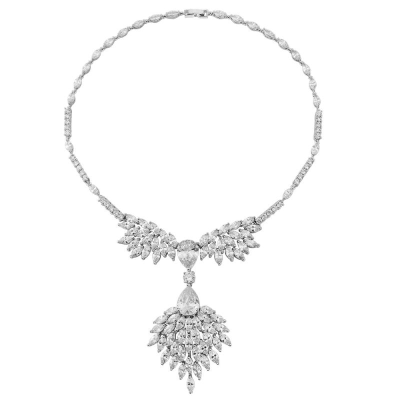 Statement ketting met heldere cubic zirkonia kristallen