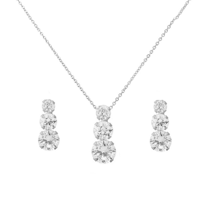 Ketting en oorbellen set met cubic zirkonia kristalletjes