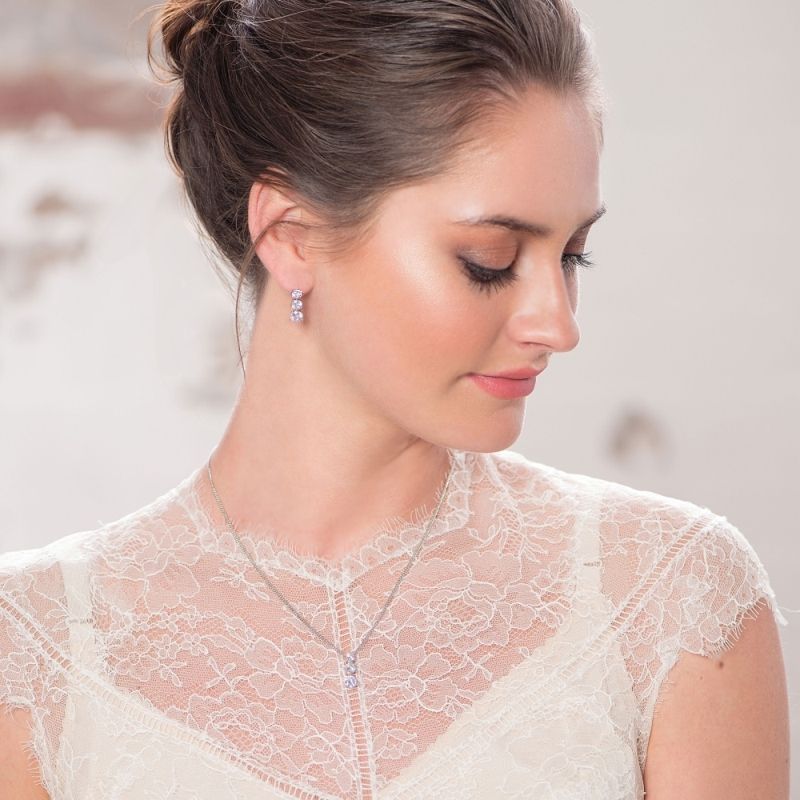 Ketting en oorbellen set met cubic zirkonia kristalletjes